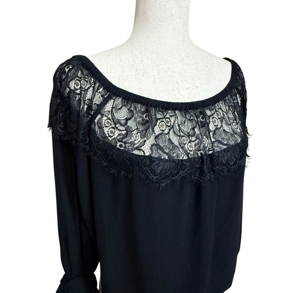 Forever 21 Elegant Off Shoulder Black Lace Steampunk Blouse. Black Size M #1467 - Picture 2 of 4